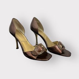 Y2K Tahari Brown, Patent, Buckle, Heels